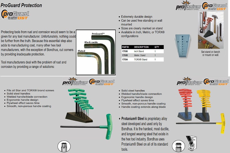 Bondhus Metric and Inch Ball Driver Hex and Star 26 Piece T-Handle Sets with Stand - Bondhus 13189, Bondhus 13190, Bondhus 33034 - Image 3